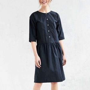 NWT OBJECTS WITHOUT MEANING URBAN OUTFITTERS DROP-WAIST MIDI DRESS S NAVY BLUE